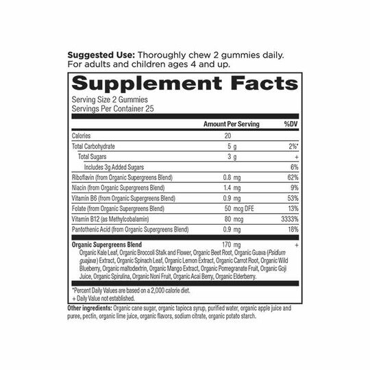 Organic Super Greens Gummy, ANN